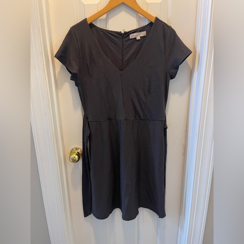 LOFT V-Neck Ribbed Dress